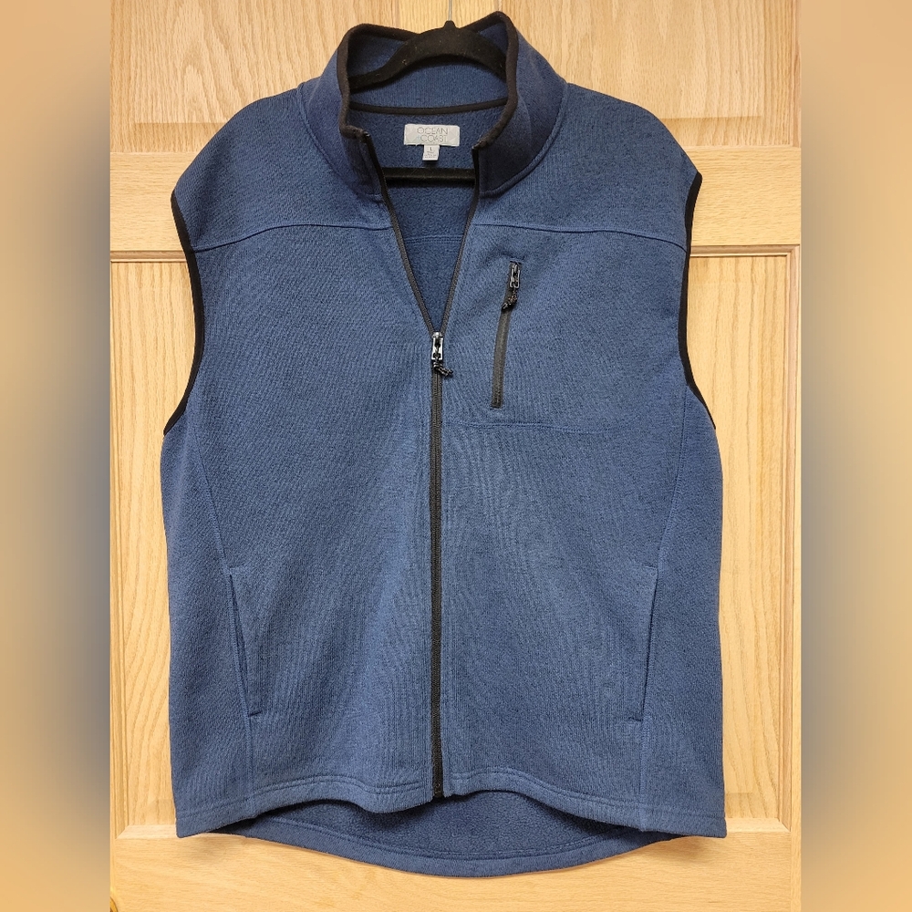 Ocean + Coast Men's Vest - Full Zip Front - Size Large - Blue - Black - Pockets